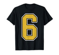 Old Gold Black White Sports Number 6 T-Shirt - Aesthetic Graphic Unisex - T-Shirt, Sweatshirt, Hoodie
