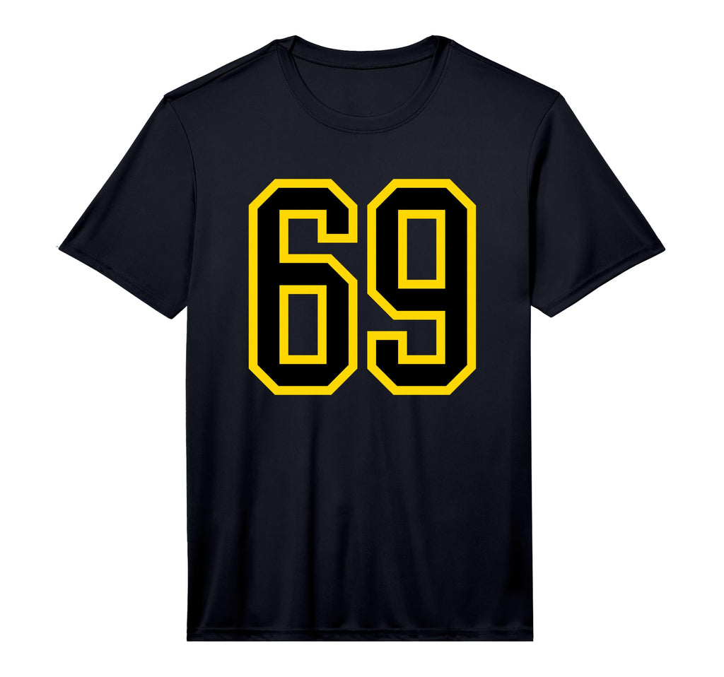 Number 69 Sport Yellow Black Number 69 T-Shirt - Unique Graphic Unisex - T-Shirt, Sweatshirt, Hoodie