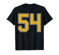 Old Gold Black White Sports Number 54 T-Shirt - Novelty Apparel for Adults - T-Shirt, Sweatshirt, Hoodie