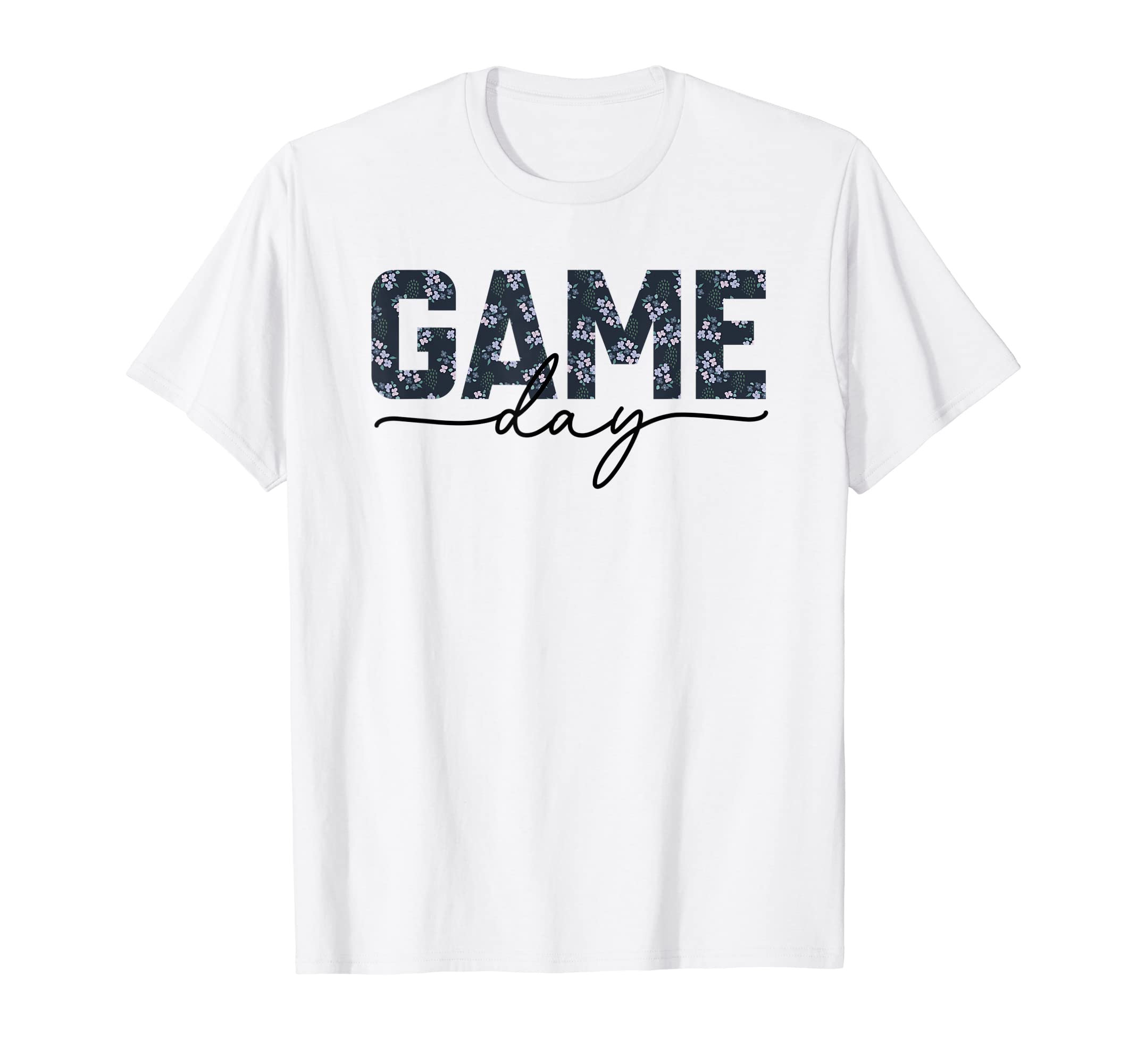 Game Day Spirit Blue Floral Sports T-Shirt - Fun Novelty Design Men Women - T-Shirt, Sweatshirt, Hoodie