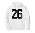 26 White Number 26 Sports Fan Soccer Hoodie - Graphic Print Unisex - T-Shirt, Sweatshirt, Hoodie