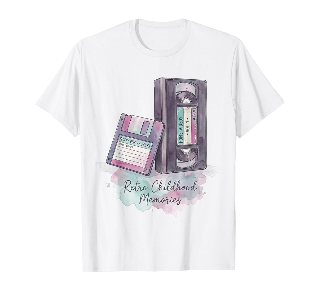 Childhood Memories Vhs Tape Floppy Disk T-Shirt - Graphic Print Men Women - T-Shirt, Sweatshirt, Hoodie