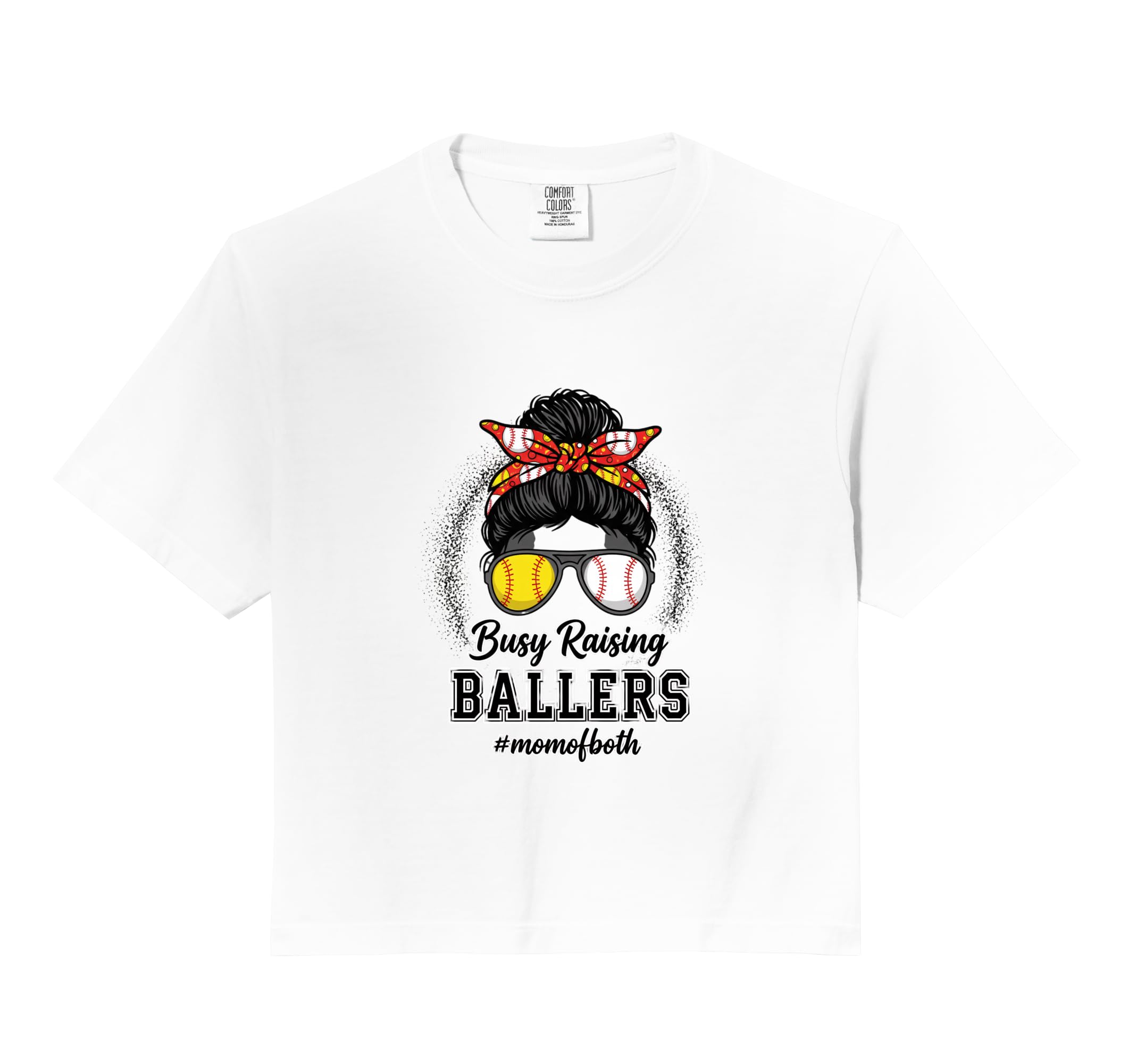 Mom Busy Raising Ballers Mom Both T-Shirt - Custom Art Print Unisex - T-Shirt, Sweatshirt, Hoodie