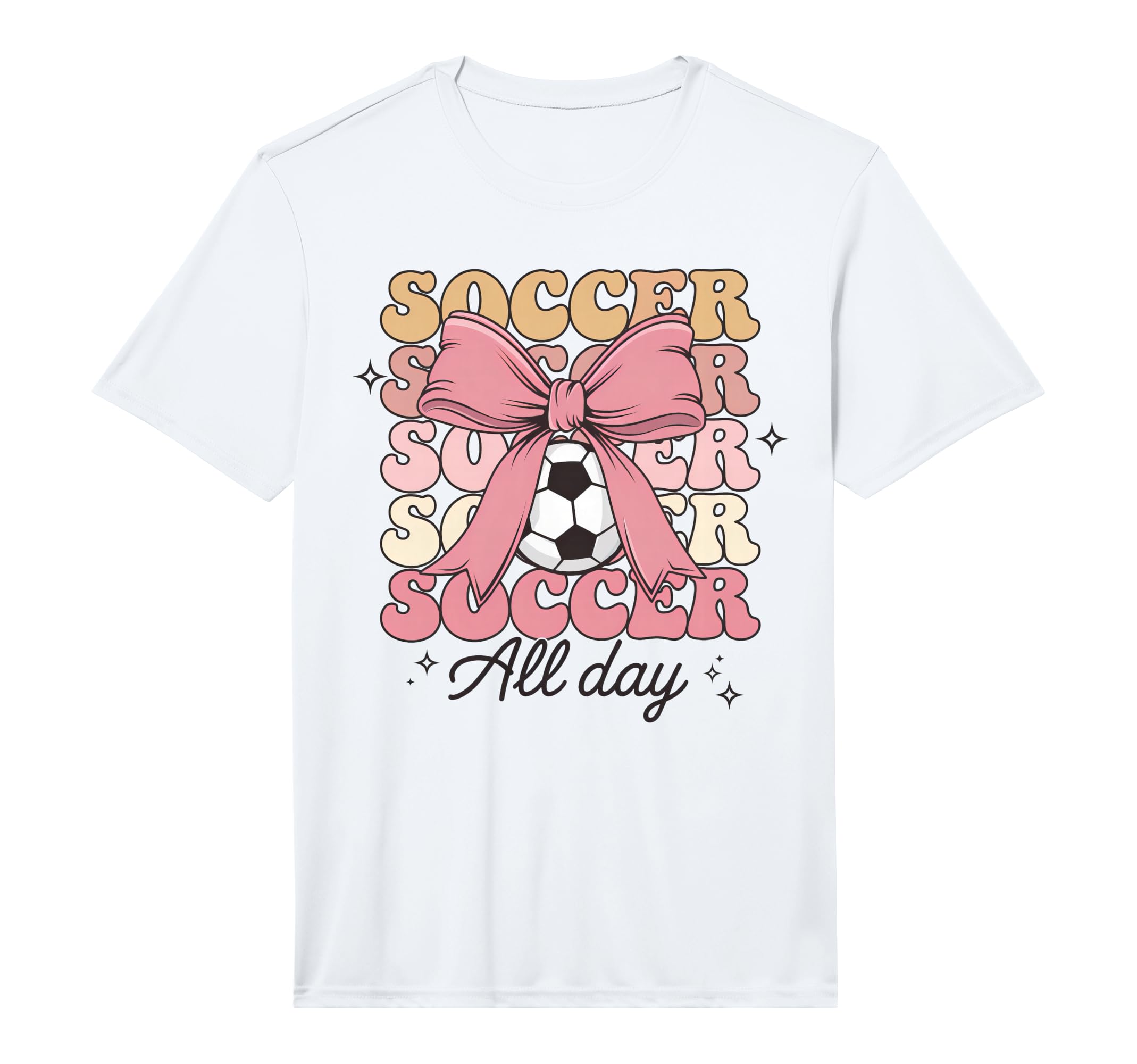Groovy Soccer Coquette Bow Soccer Lover T-Shirt - Graphic Print for Adults - T-Shirt, Sweatshirt, Hoodie