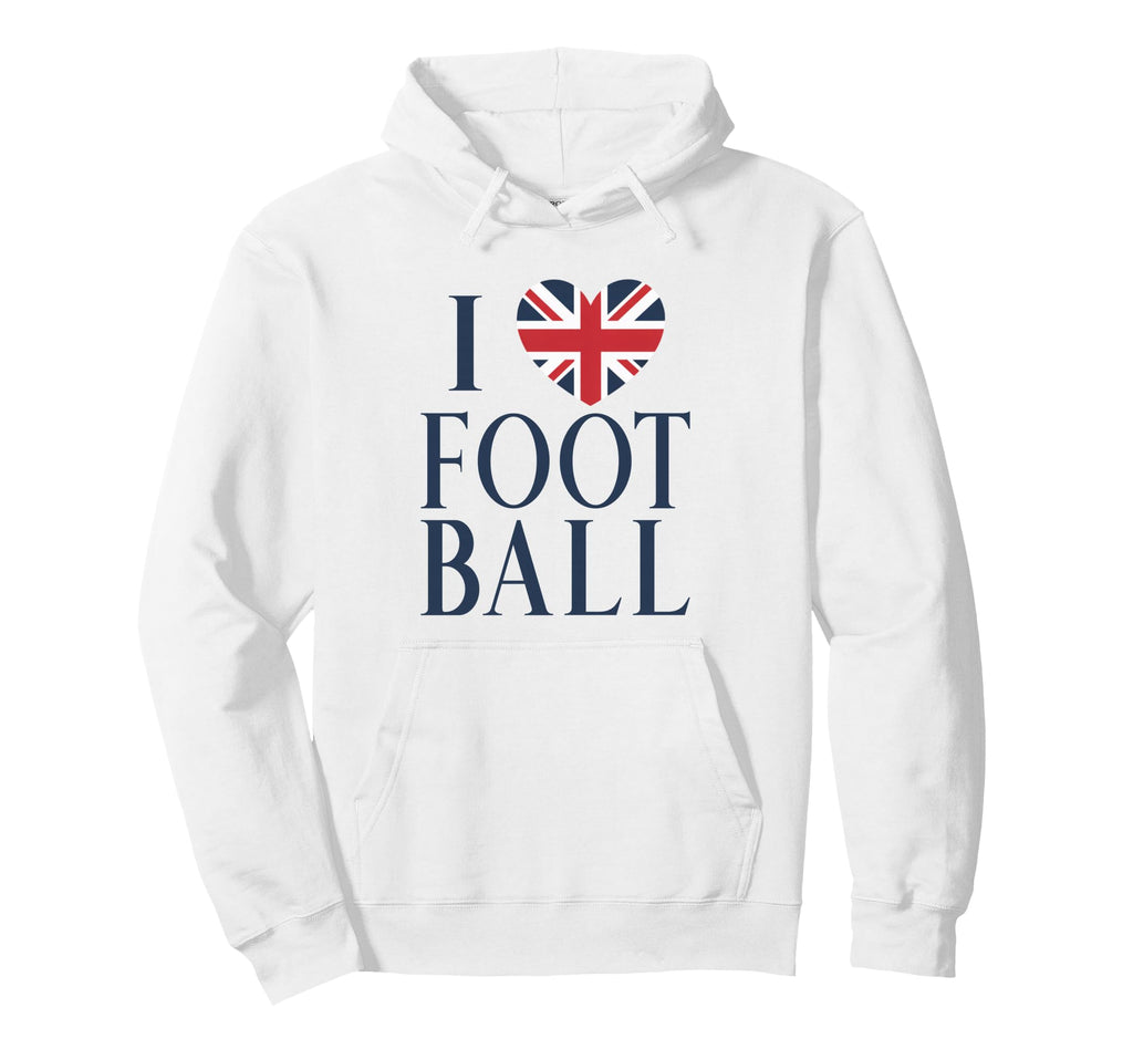 I Love Football British Flag Heart Blue Hoodie - Trendy Graphic Men Women - T-Shirt, Sweatshirt, Hoodie