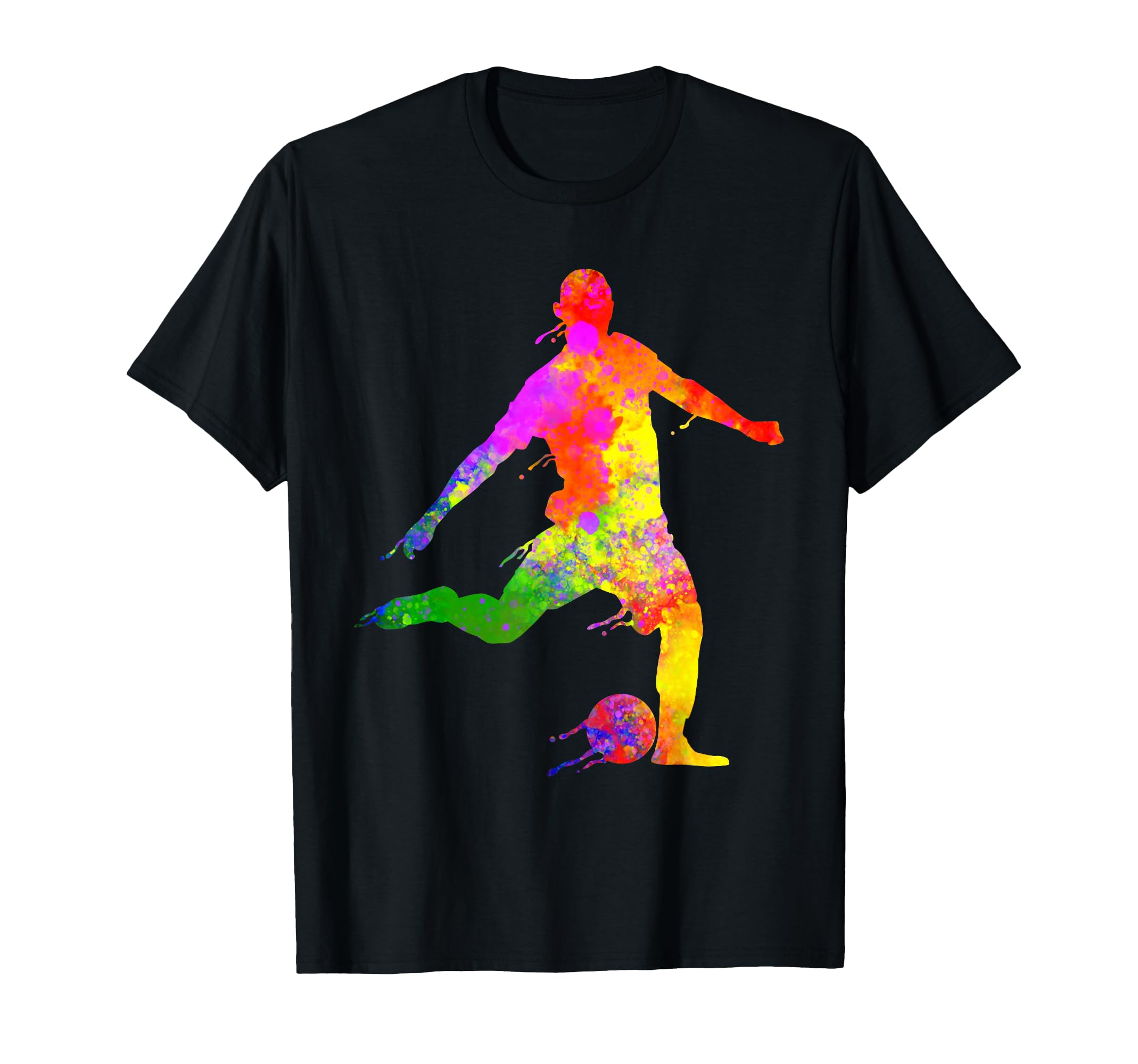 Soccer Player Colorful Paint Splashes T-Shirt - Graphic Print for Adults - T-Shirt, Sweatshirt, Hoodie