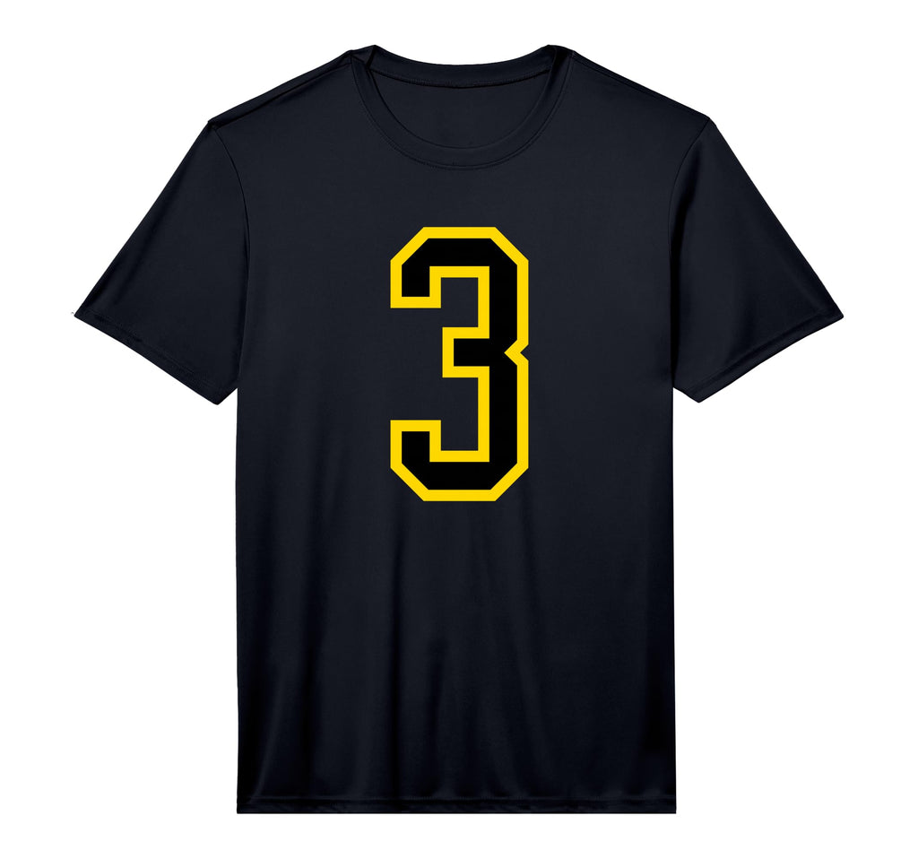 Number 3 Yellow Black Sports Team T-Shirt - Novelty Apparel for Adults - T-Shirt, Sweatshirt, Hoodie
