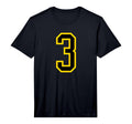 Number 3 Yellow Black Sports Team T-Shirt - Novelty Apparel for Adults - T-Shirt, Sweatshirt, Hoodie