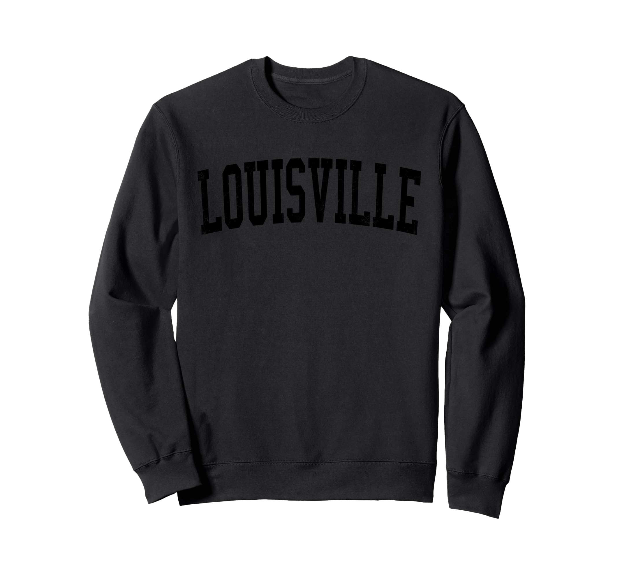 Louisville Ky Distressed Black Varsity Sweatshirt - Novelty Apparel Unisex - T-Shirt, Sweatshirt, Hoodie
