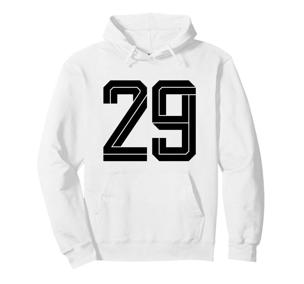 29 White Number 29 Sports Fan Soccer Hoodie - Minimalist Print for Adults - T-Shirt, Sweatshirt, Hoodie