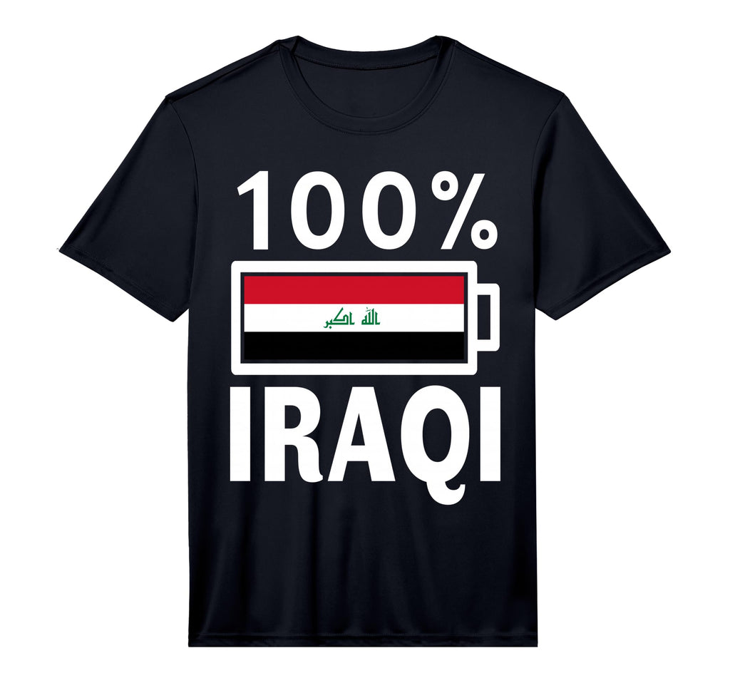 Iraq Flag 100 Iraqi Battery Power T-Shirt - Casual Everyday Wear Men Women - T-Shirt, Sweatshirt, Hoodie