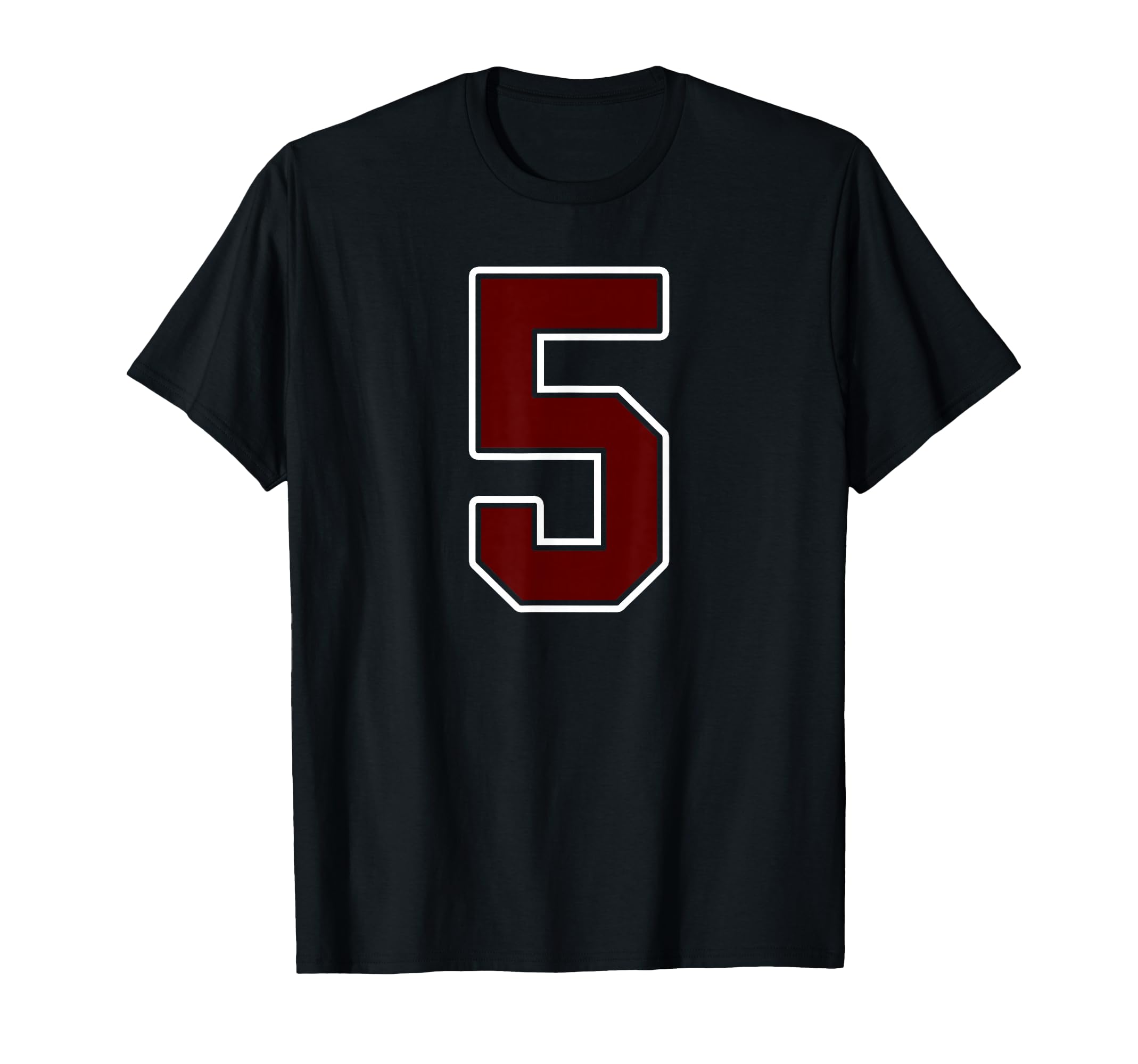 Maroon And White Number 5 Jersey T-Shirt - Fun Novelty Design Unisex - T-Shirt, Sweatshirt, Hoodie
