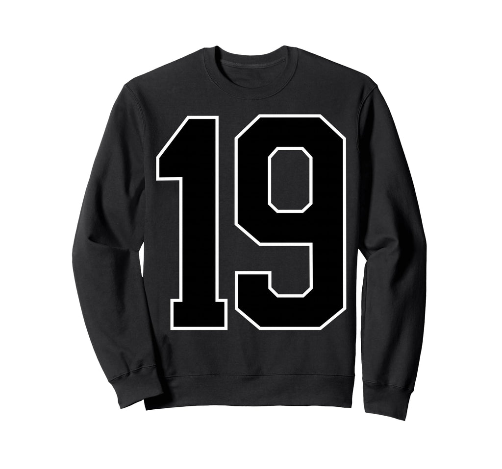 Black Sports Team Number 19 Fan Sweatshirt - Novelty Apparel for Adults - T-Shirt, Sweatshirt, Hoodie