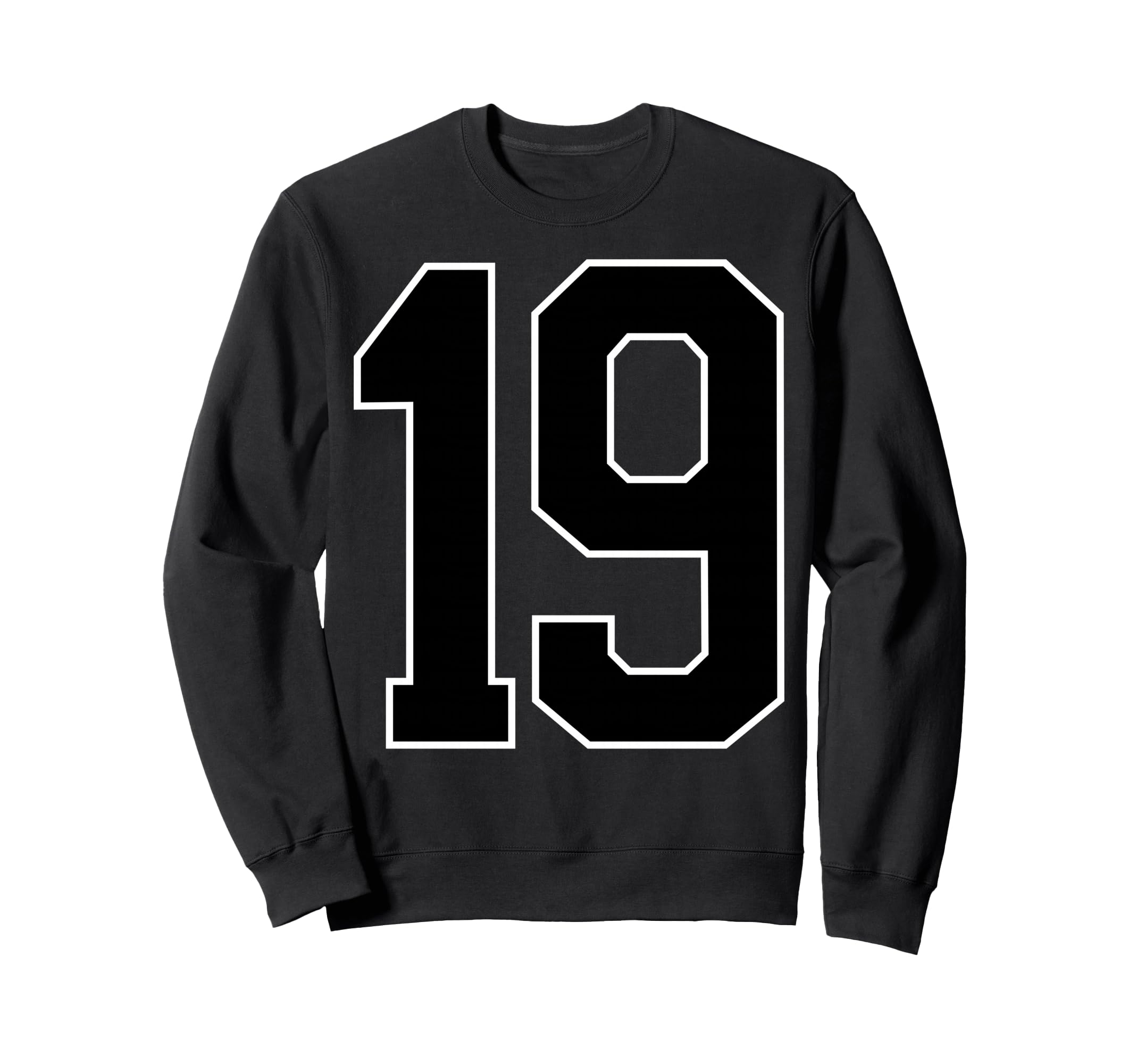 Black Sports Team Number 19 Fan Sweatshirt - Novelty Apparel for Adults - T-Shirt, Sweatshirt, Hoodie