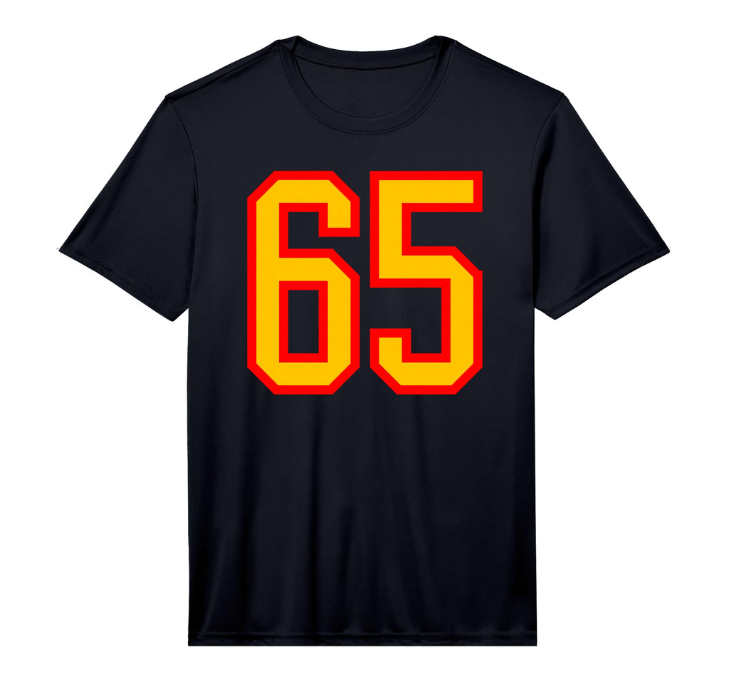 Number 65 Red Yellow Sports Team T-Shirt - Minimalist Print Unisex - T-Shirt, Sweatshirt, Hoodie