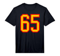 Number 65 Red Yellow Sports Team T-Shirt - Minimalist Print Unisex - T-Shirt, Sweatshirt, Hoodie