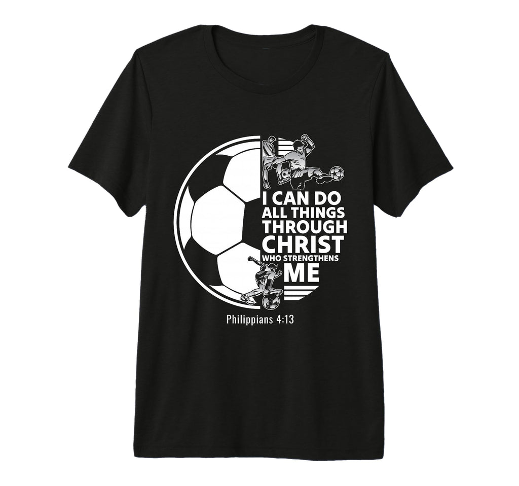 Christian Soccer Faith Verse T-Shirt - Minimalist Print for Adults - T-Shirt, Sweatshirt, Hoodie