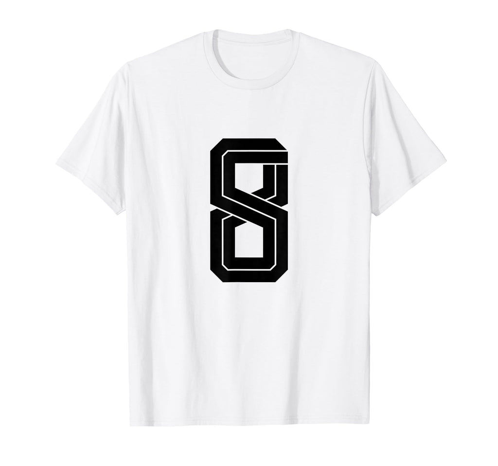 8 White Number 8 Sports Fan Soccer T-Shirt - Graphic Print Unisex - T-Shirt, Sweatshirt, Hoodie