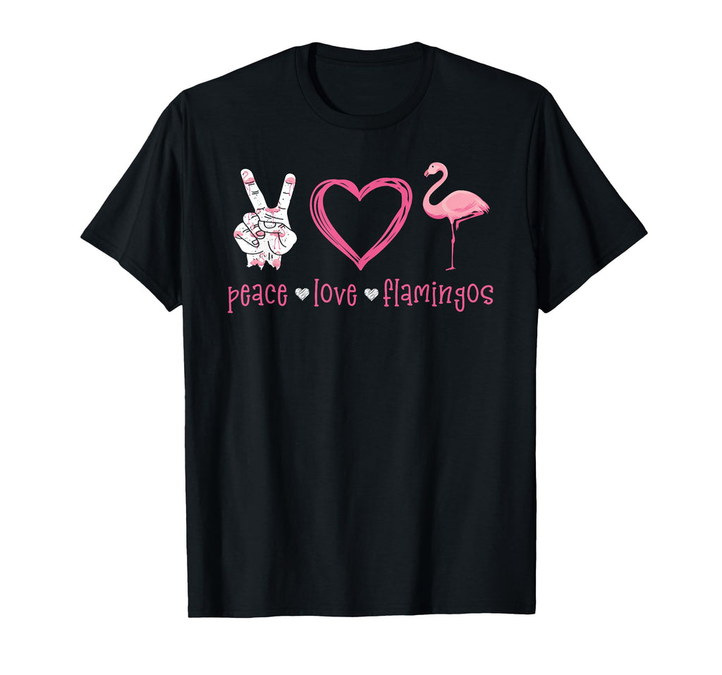 Peace Love Flamingo Hand Sign Heart T-Shirt - Trendy Graphic Unisex - T-Shirt, Sweatshirt, Hoodie