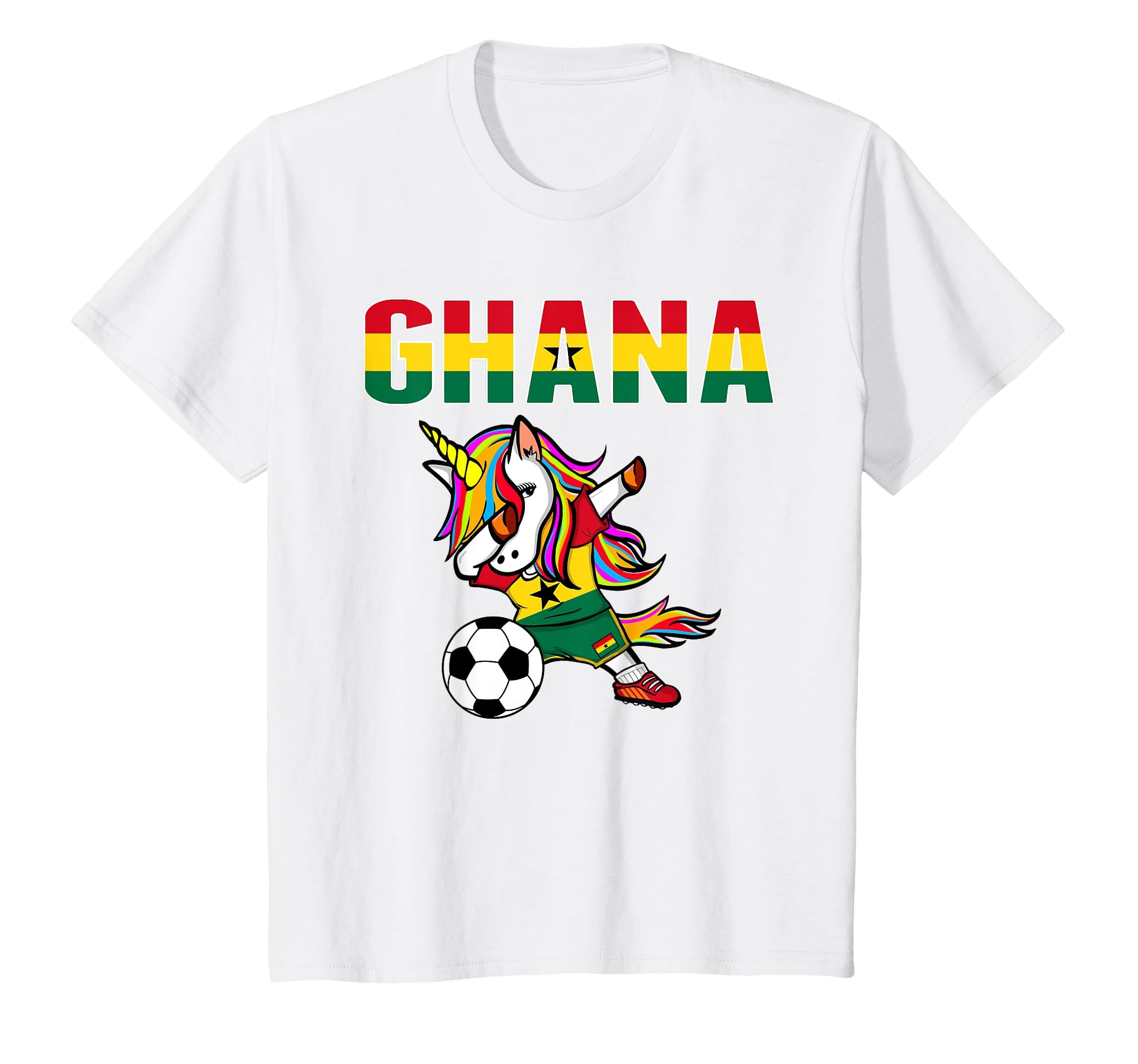 Dabbing Unicorn Ghana Soccer Fans T-Shirt - Minimalist Print for Adults - T-Shirt, Sweatshirt, Hoodie
