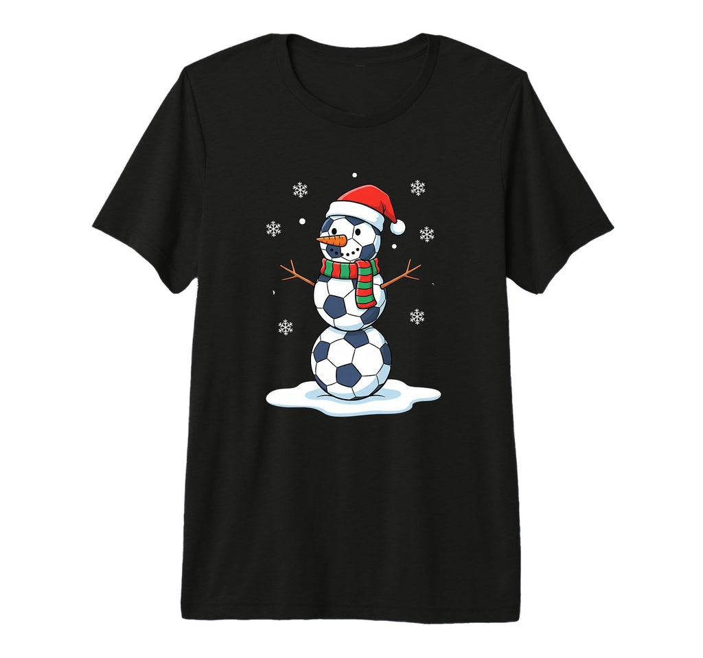 Soccer Snowman Santa Hat Holiday T-Shirt - Casual Everyday Wear for Adults - T-Shirt, Sweatshirt, Hoodie