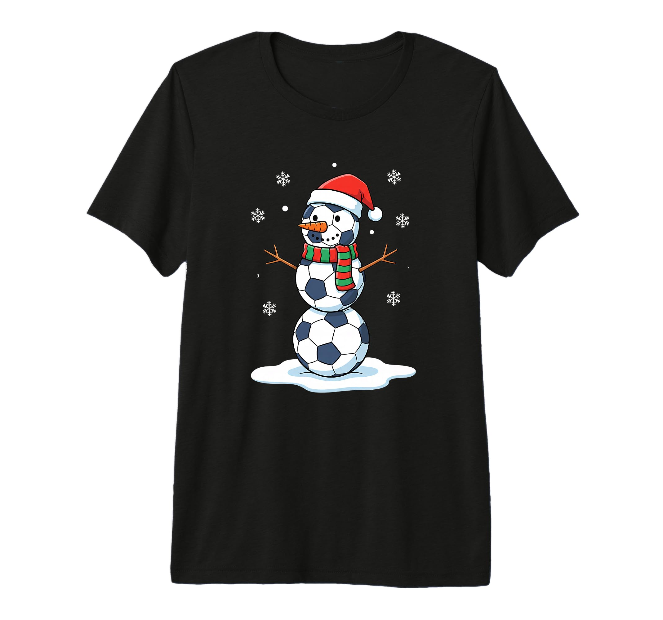 Soccer Snowman Santa Hat Holiday T-Shirt - Casual Everyday Wear for Adults - T-Shirt, Sweatshirt, Hoodie