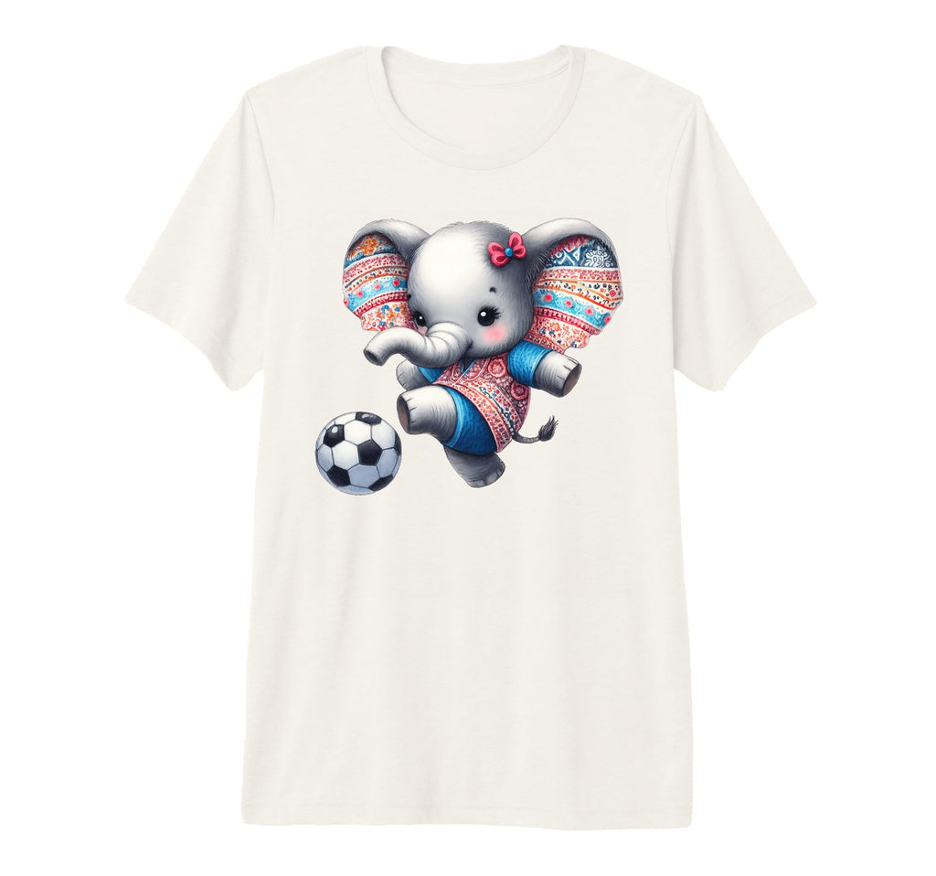 Elephant Kicking Soccer Ball Cartoon Art T-Shirt - Custom Art Print Unisex - T-Shirt, Sweatshirt, Hoodie