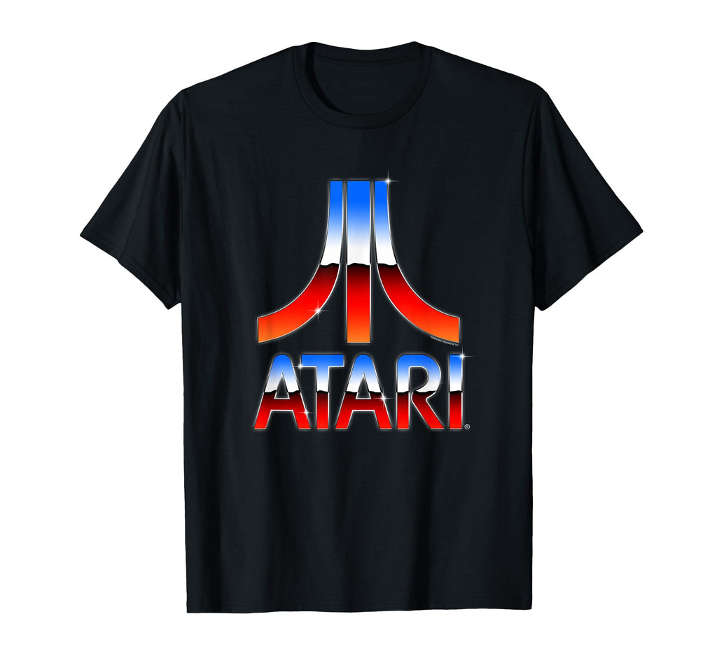 Atari Red White And Blue Chrome Video Game T-Shirt - Trendy Graphic Unisex - T-Shirt, Sweatshirt, Hoodie