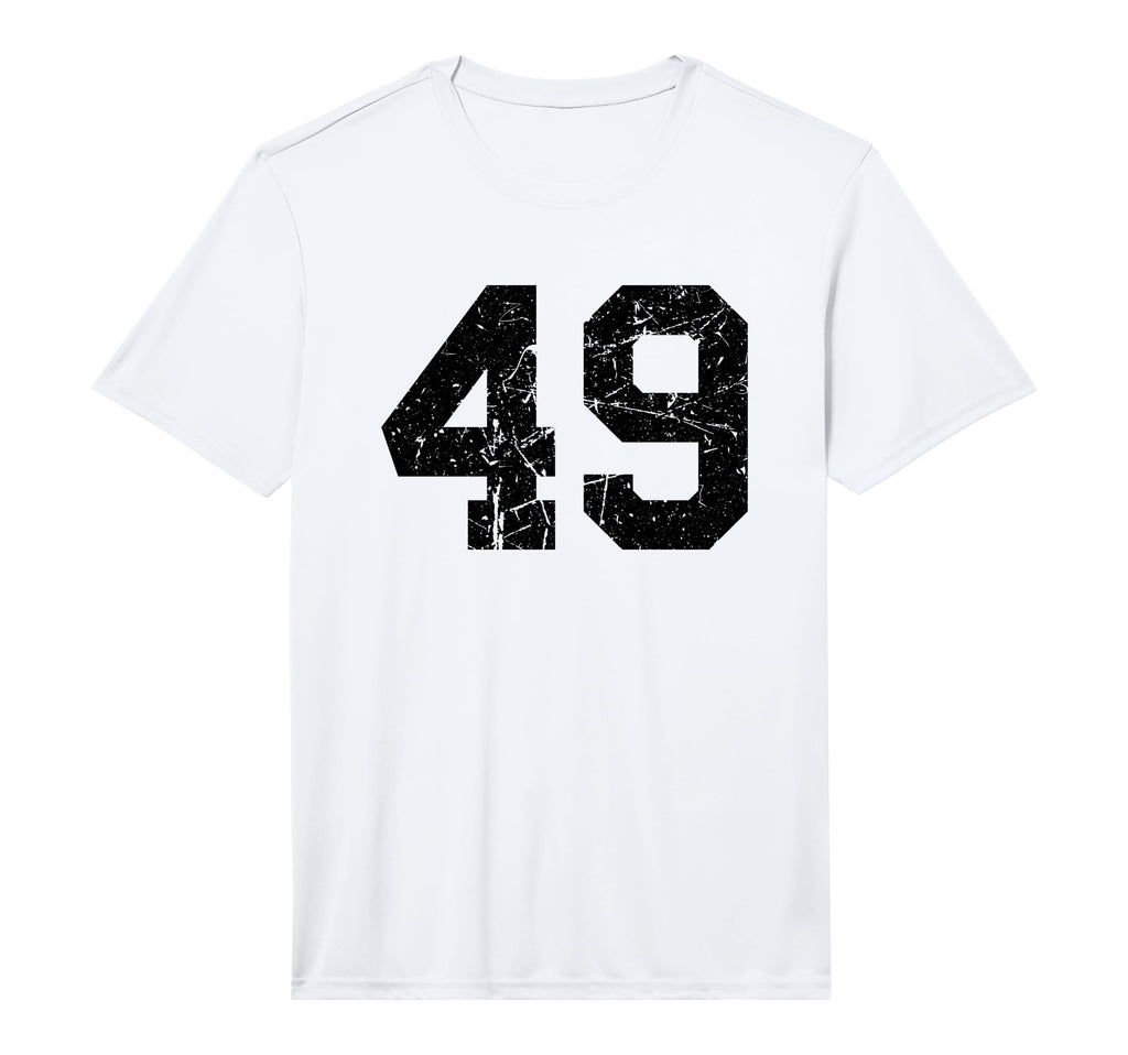 Number 49 Sport Black Distressed Varsity T-Shirt - Novelty Apparel Unisex - T-Shirt, Sweatshirt, Hoodie