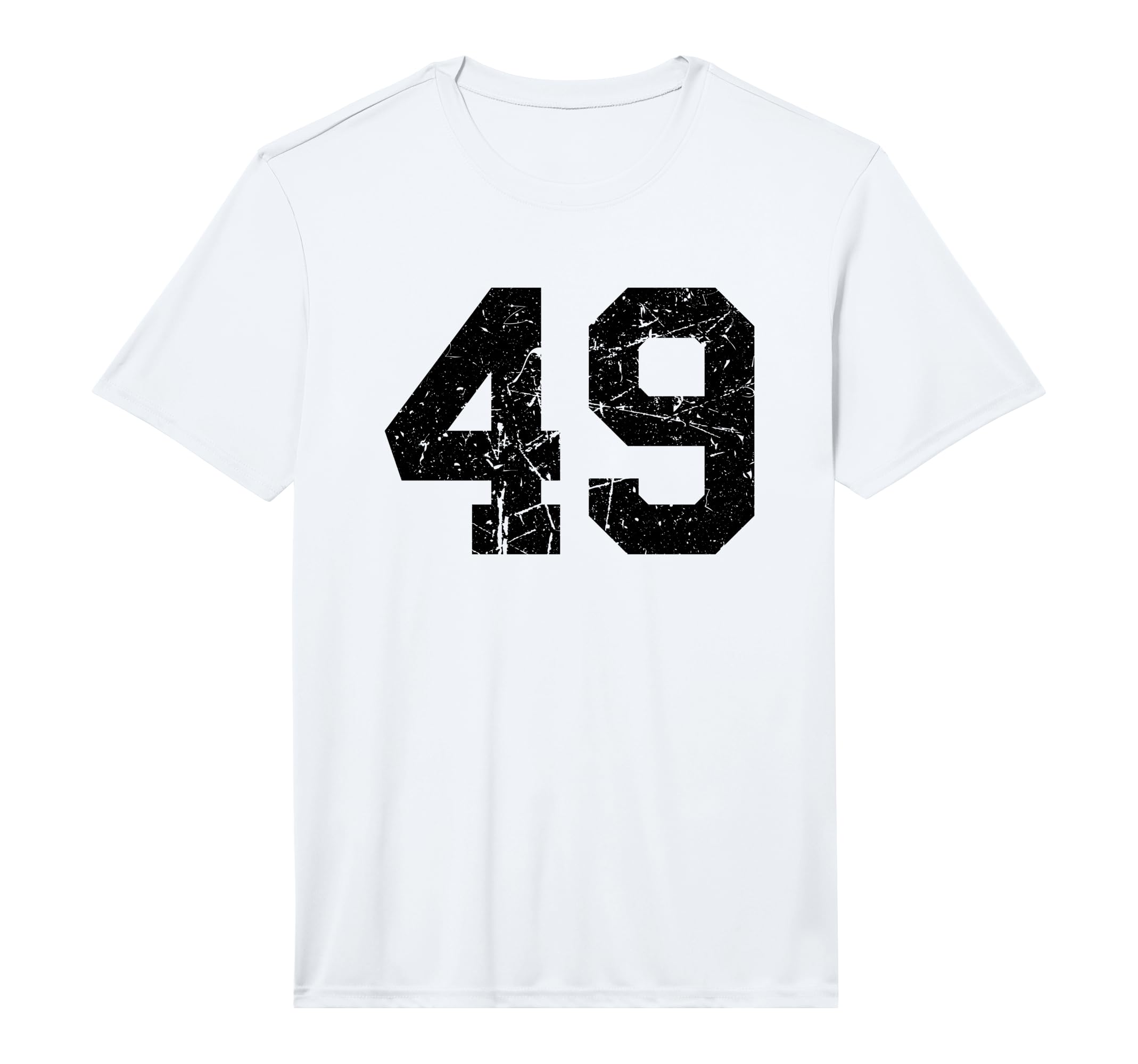 Number 49 Sport Black Distressed Varsity T-Shirt - Novelty Apparel Unisex - T-Shirt, Sweatshirt, Hoodie