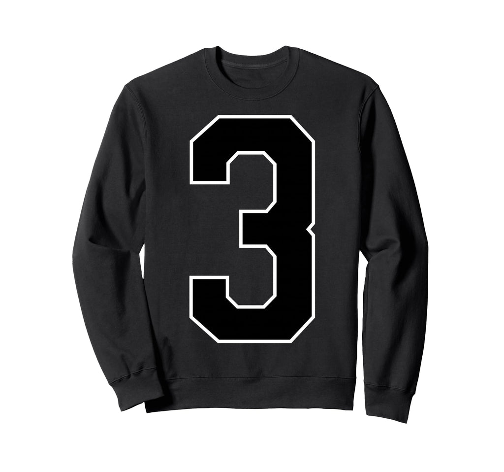 Black Sport Team Number 3 Sweatshirt - Graphic Print Unisex - T-Shirt, Sweatshirt, Hoodie
