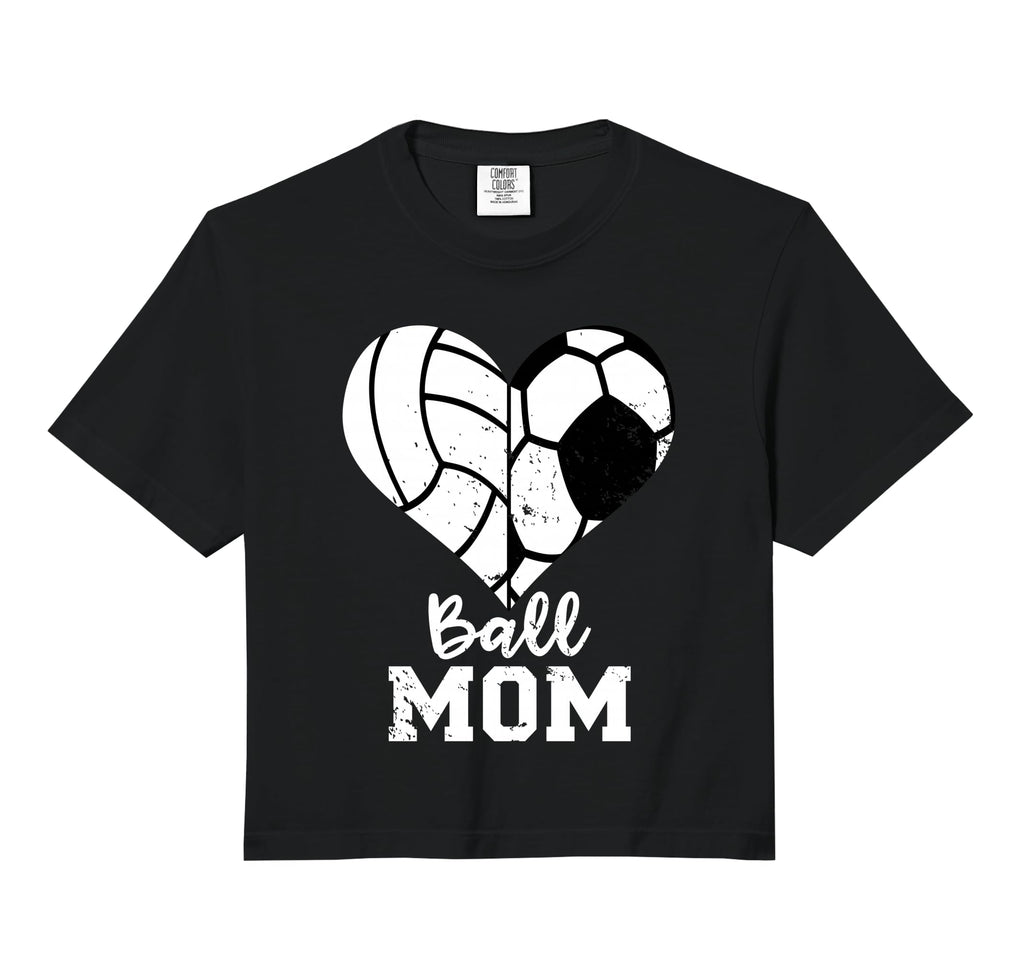 Ball Mom Heart Funny Soccer Volleyball Hoodie - Novelty Apparel for Adults - T-Shirt, Sweatshirt, Hoodie