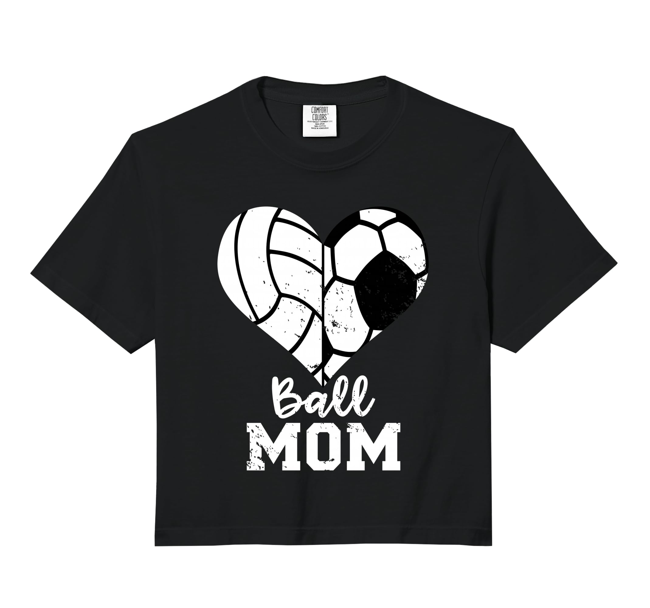 Ball Mom Heart Funny Soccer Volleyball Hoodie - Novelty Apparel for Adults - T-Shirt, Sweatshirt, Hoodie