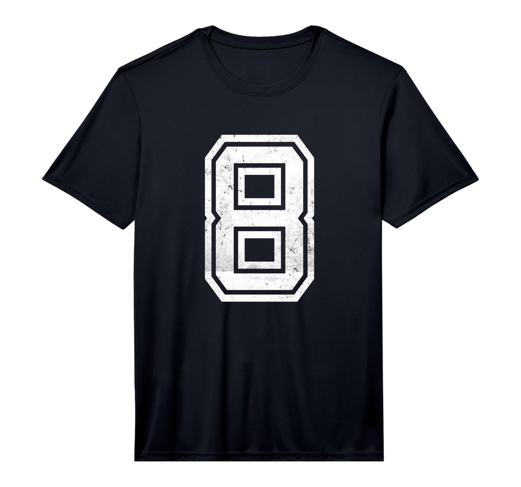 Distressed Number 8 Sport White Plain T-Shirt - Trendy Graphic for Adults - T-Shirt, Sweatshirt, Hoodie