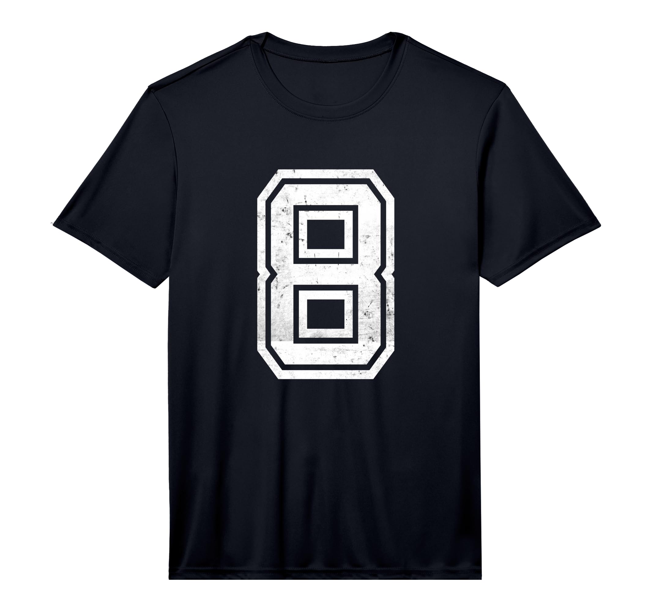 Distressed Number 8 Sport White Plain T-Shirt - Trendy Graphic for Adults - T-Shirt, Sweatshirt, Hoodie