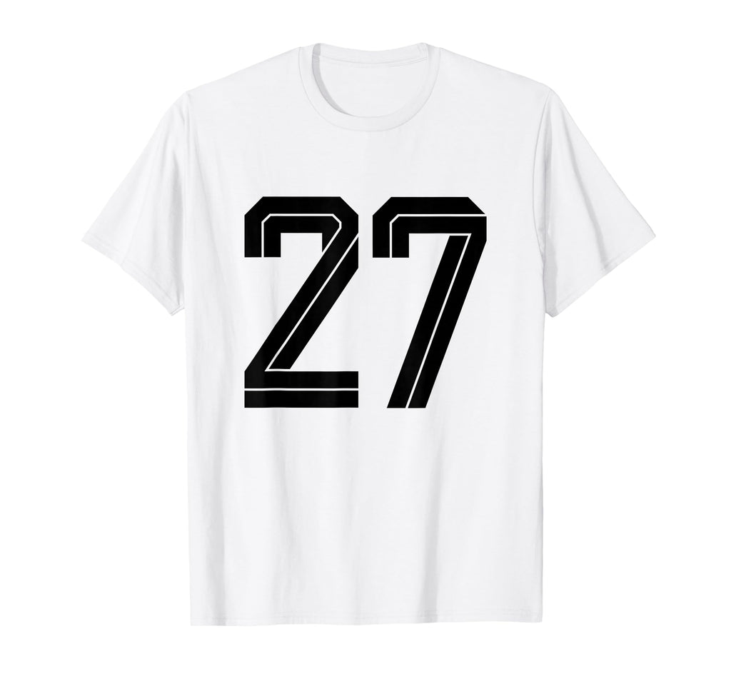 27 White Number 27 Sports Fan Soccer T-Shirt - Novelty Apparel for Adults - T-Shirt, Sweatshirt, Hoodie
