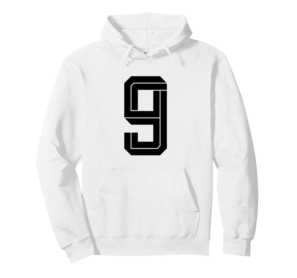 9 White Number 9 Sports Fan Soccer Hoodie - Streetwear Style Unisex - T-Shirt, Sweatshirt, Hoodie