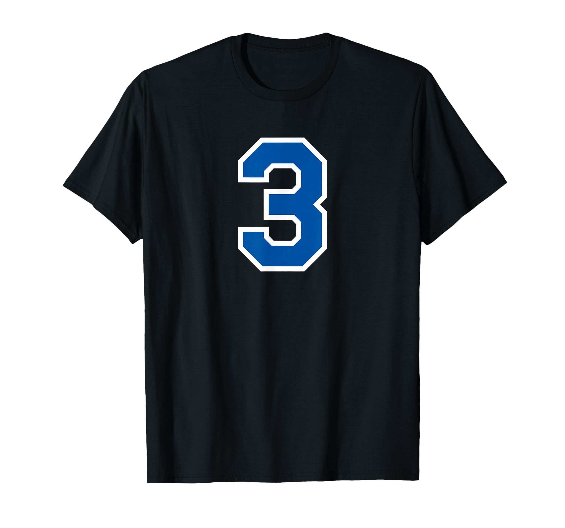 White Blue Sports Team Number 3 T-Shirt - Novelty Apparel Unisex - T-Shirt, Sweatshirt, Hoodie