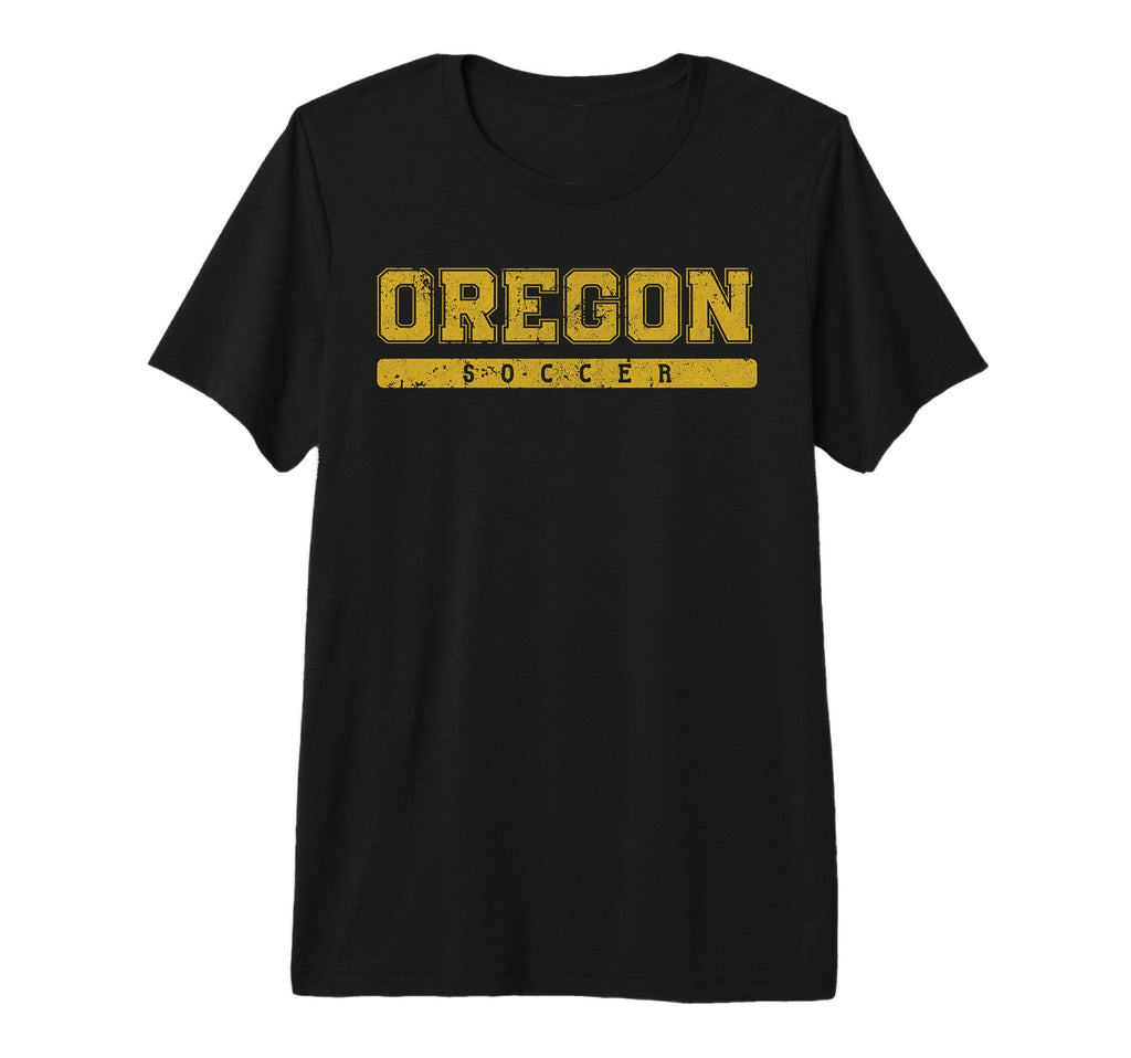 Oregon Soccer Yellow Text Tri Blend T-Shirt - Trendy Graphic Men Women - T-Shirt, Sweatshirt, Hoodie