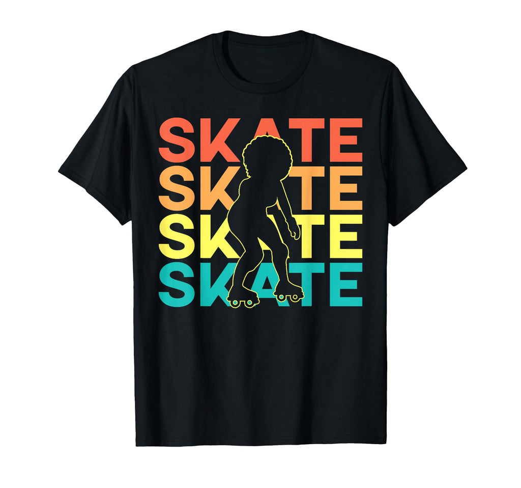 Roller Skating Skate 1970S Black Afro Skate T-Shirt - Trendy Graphic Unisex - T-Shirt, Sweatshirt, Hoodie