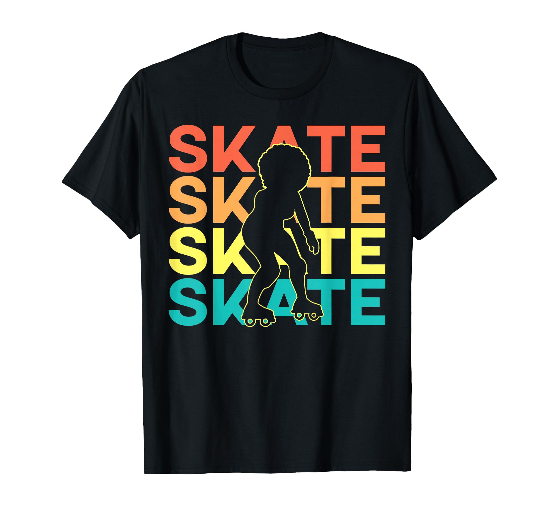 Roller Skating Skate 1970S Black Afro Skate T-Shirt - Trendy Graphic Unisex - T-Shirt, Sweatshirt, Hoodie
