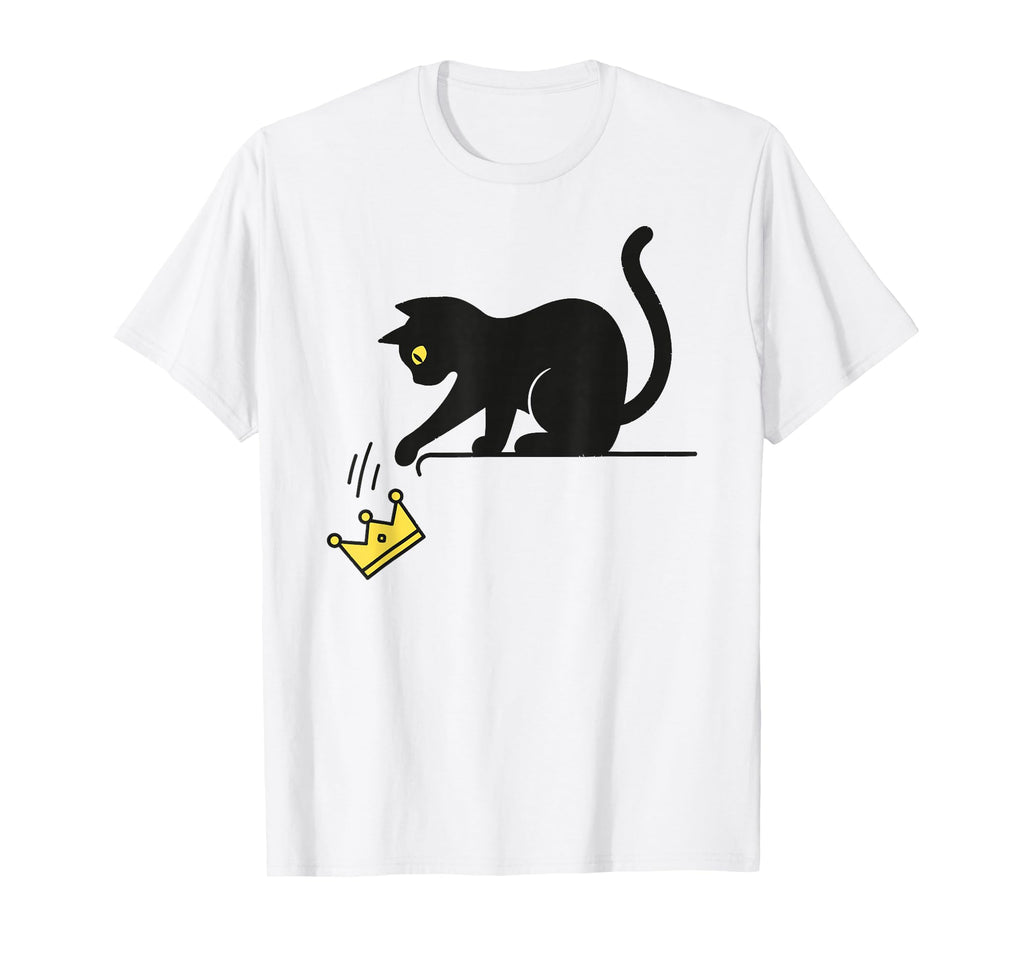 No Kings Black Cat Kicking Crown T-Shirt - Graphic Print Unisex - T-Shirt, Sweatshirt, Hoodie