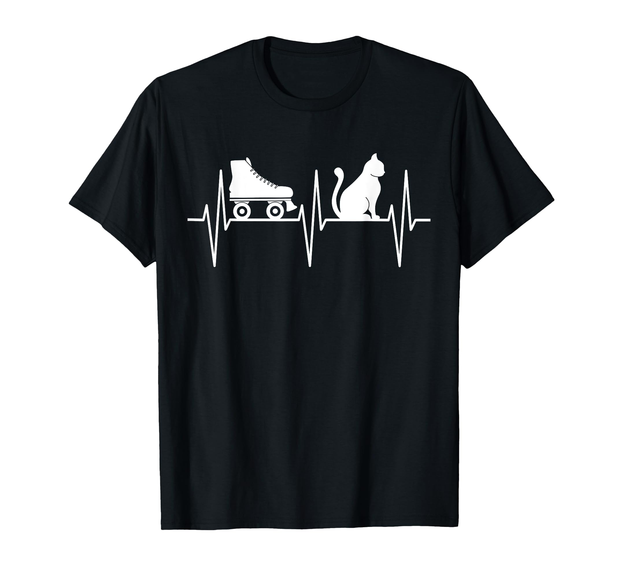Roller Skate Funny Cat Lover Heartbeat T-Shirt - Aesthetic Graphic Unisex - T-Shirt, Sweatshirt, Hoodie