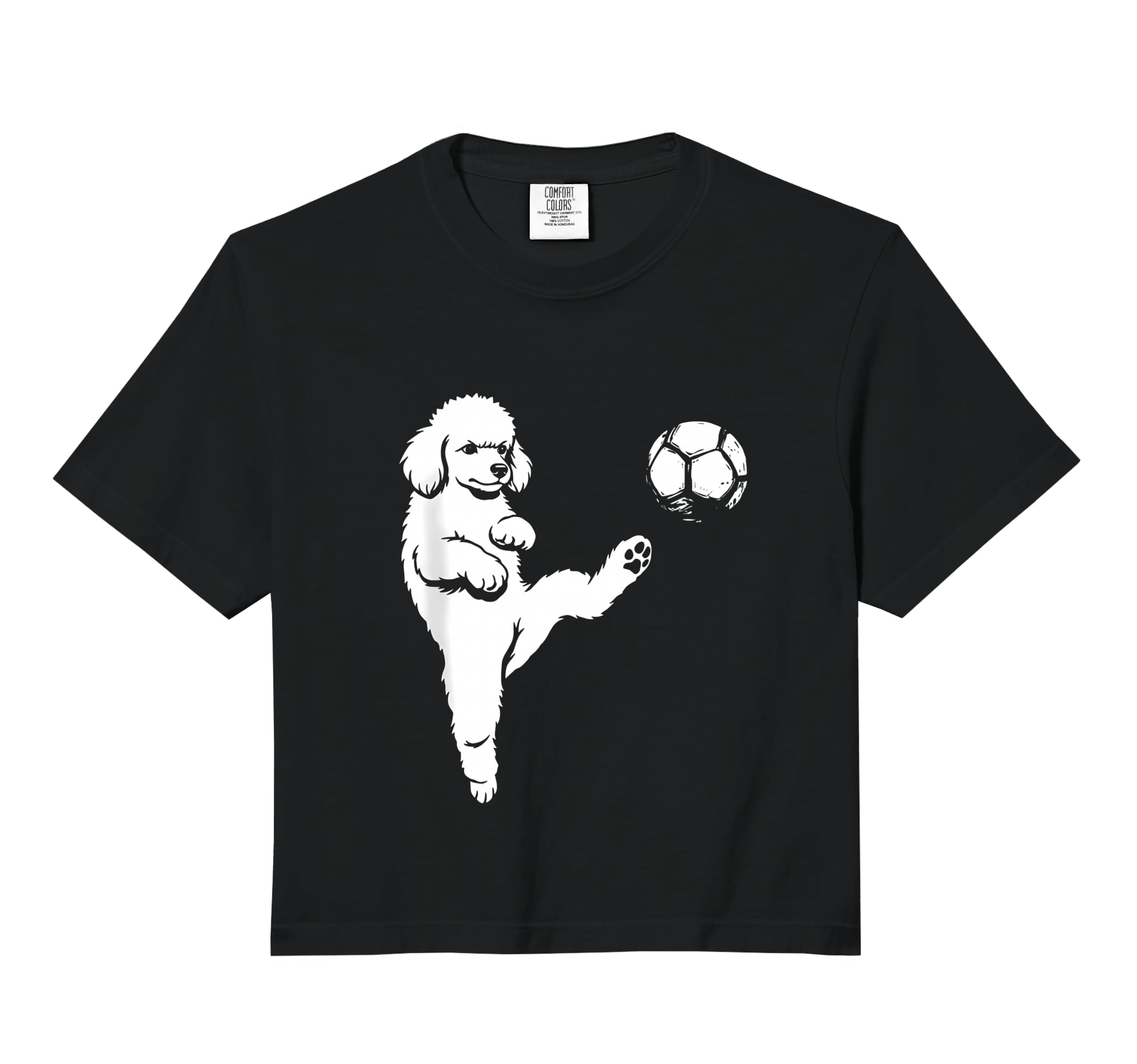 Soccer Poodle Kicking Ball Funny Dog T-Shirt - Trendy Graphic for Adults - T-Shirt, Sweatshirt, Hoodie