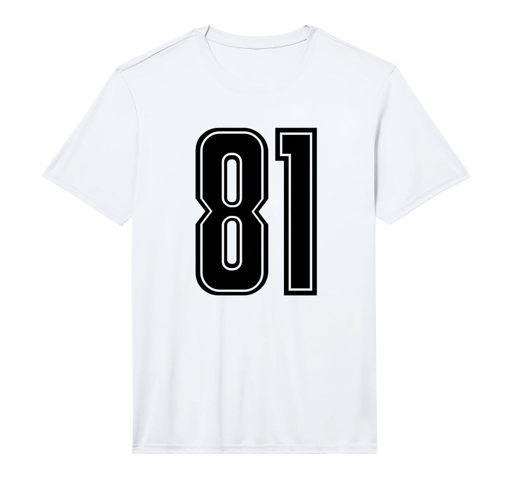 Number 81 Black Sports Team Varsity T-Shirt - Fun Novelty Design Men Women - T-Shirt, Sweatshirt, Hoodie