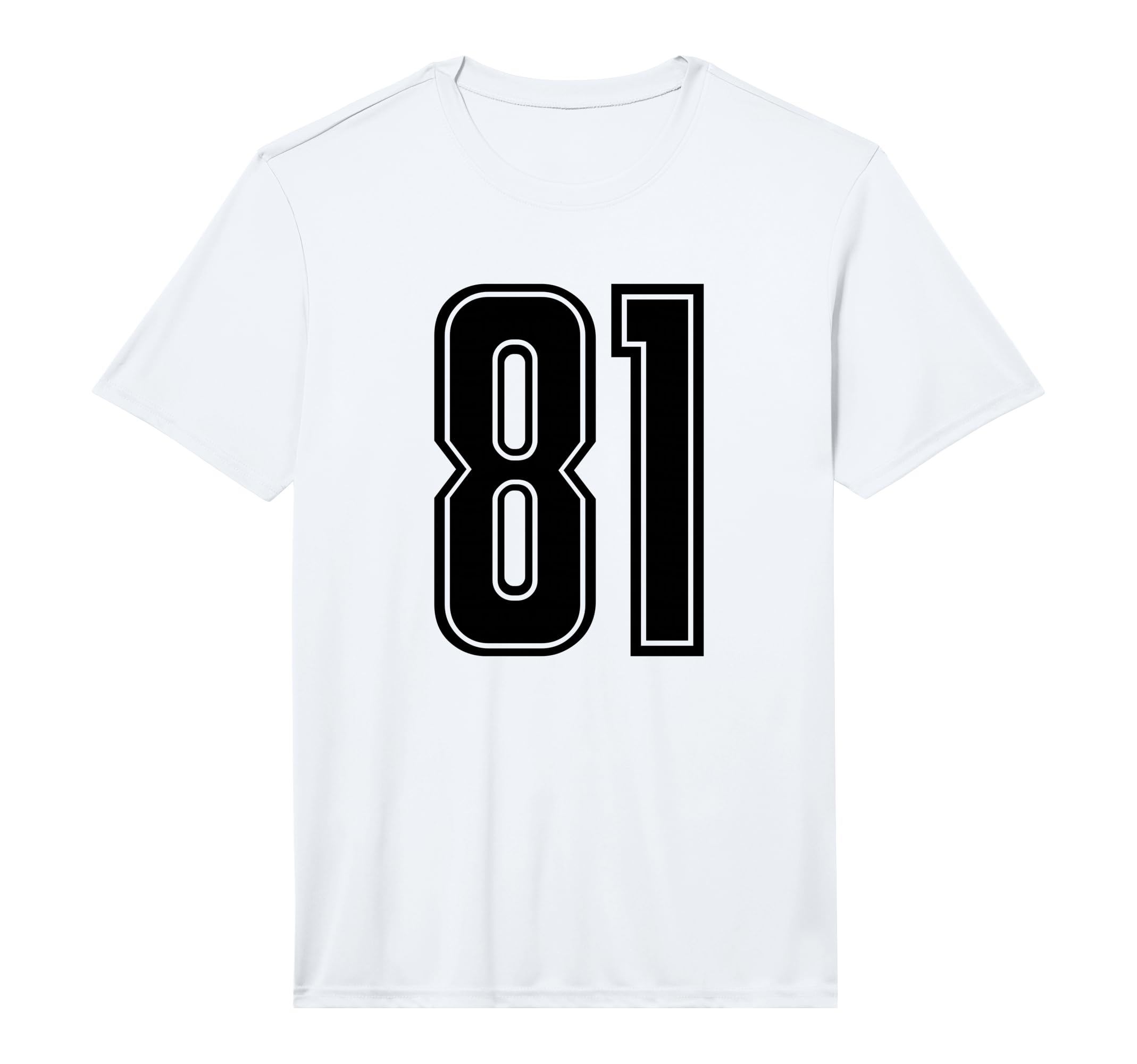 Number 81 Black Sports Team Varsity T-Shirt - Fun Novelty Design Men Women - T-Shirt, Sweatshirt, Hoodie