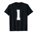 1 White Sports Team Number T-Shirt - Minimalist Print for Adults - T-Shirt, Sweatshirt, Hoodie