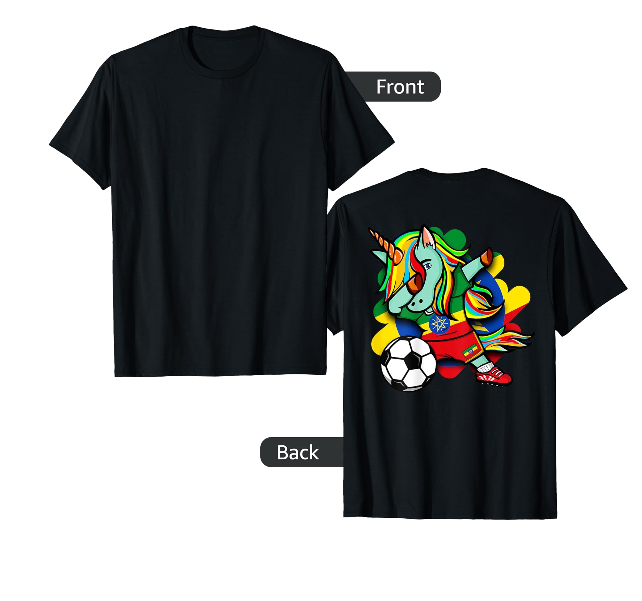 Dabbing Unicorn Ethiopia Soccer Fans T-Shirt - Novelty Apparel for Adults - T-Shirt, Sweatshirt, Hoodie