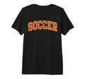 Soccer Varsity Orange Text Tri Blend T-Shirt - Minimalist Print Unisex - T-Shirt, Sweatshirt, Hoodie