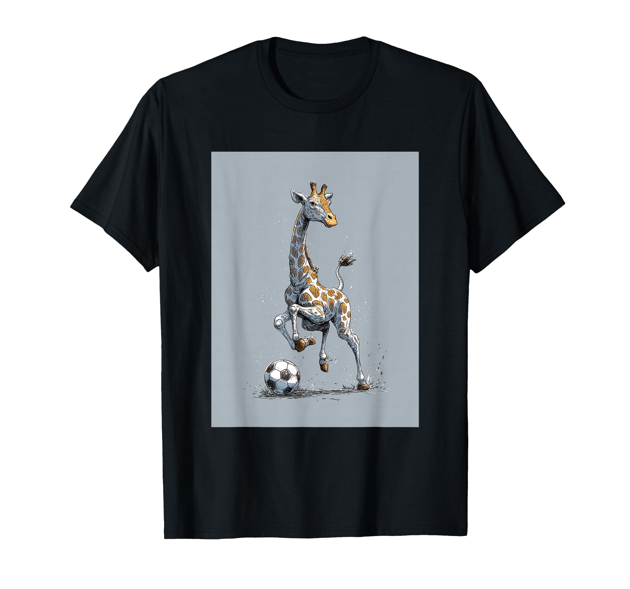 Giraffe Playing Soccer Portrait T-Shirt - Custom Art Print for Adults - T-Shirt, Sweatshirt, Hoodie